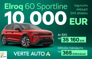 Tikai pie Verte Auto iegādājies Škoda Elroq ar ieguvumu līdz pat 10 000 eiro!